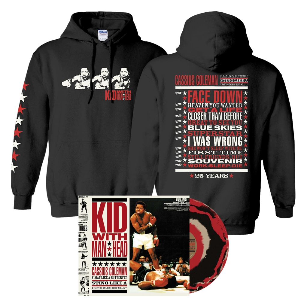 Kid With Man Head Hoodie (3 color options) + Autographed Vinyl Bundle