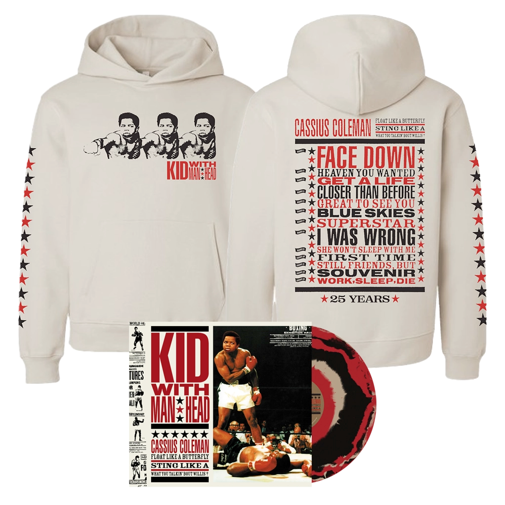 Kid With Man Head Hoodie (3 color options) + Autographed Vinyl Bundle