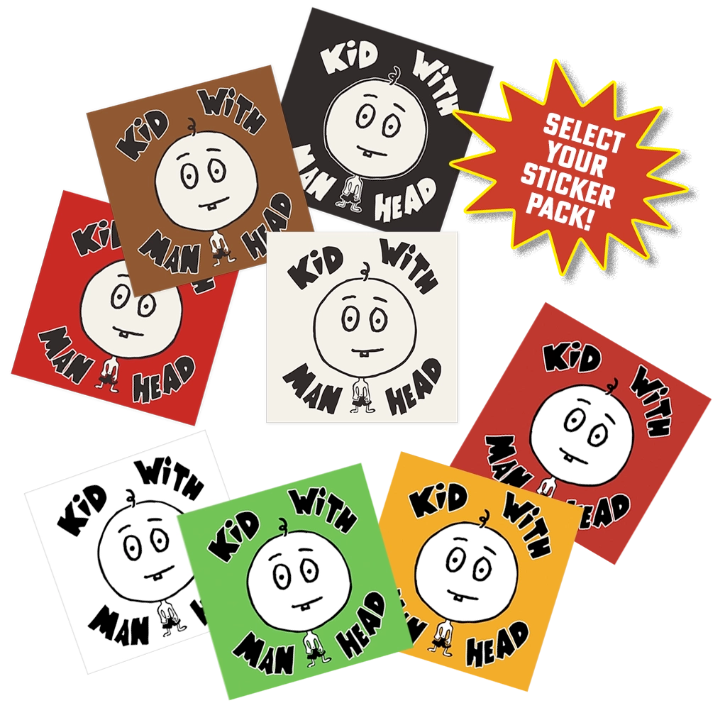 Kid with Man Head Sticker Pack